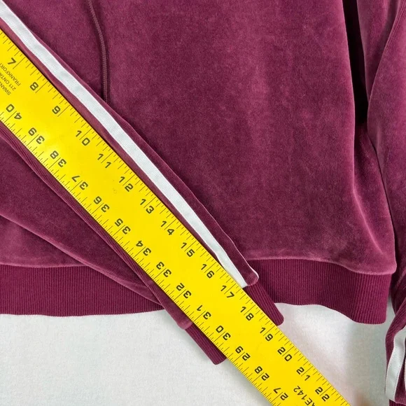adidas Originals Cropped Velour Hoodie in Maroon/Burgundy Sz S - Picture 8 of 12